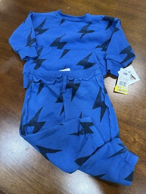 Boys Grayson Mini Blue Lightening Outfit 18 Months NWT 