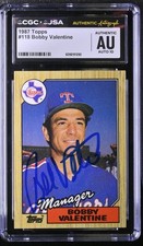 Bobby Valentine Signed 1987 Topps Card #118 Texas Rangers CGC AU JSA 10 Auto