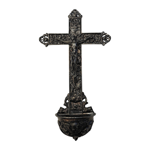 Ronson Art Metal Works Crucifix Holy Water Font Made in USA