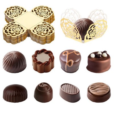50PCS Truffle Wrappers Liners Cups Gold Cupcake Liners Chocolate Paper Candy ...
