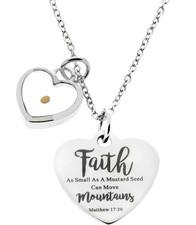 Real Mustard Seed Necklace Heart Faith Necklace for Women Christian Gifts Faith