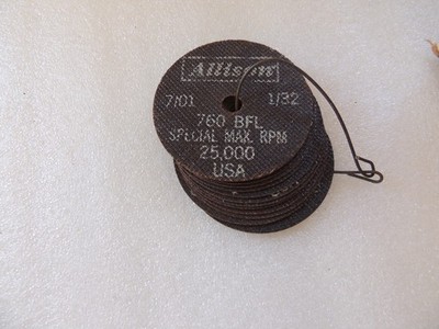 14 Allison Abrasive 7101 1/32 760 BFL Special Max RPM 25,000 USA cut off wheels