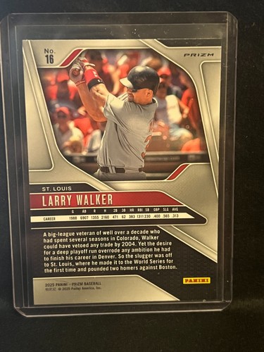 Larry Walker 2025 Panini Prizm - Silver Prizm #16 - St. Louis Cardinals - Picture 2 of 2