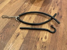 VTG HAND FORGED CAST IRON FISH SHAPE DINNER BELL w STRIKER