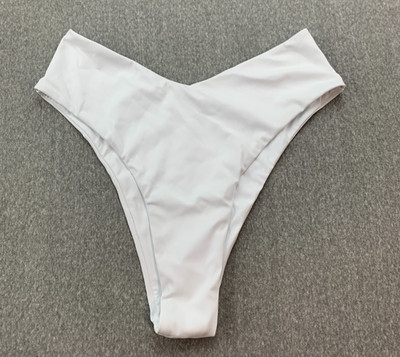 V Front High Cut Bikini Swimsuit Bottom Womens Size S White Silky Smooth Modern