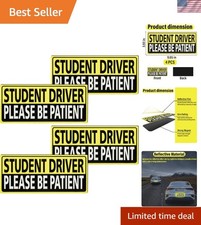 Humorous 4 Pack Student Driver Magnets - Reusable Reflective Car Safety Signs