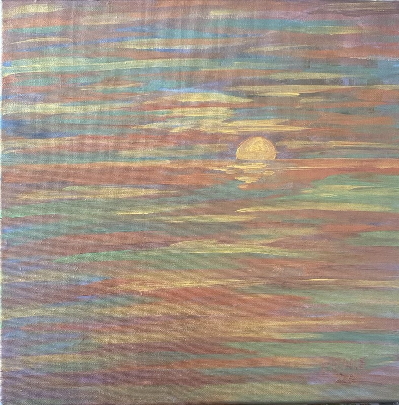 ART JOY - EUNIE 12 x12 Acrylic Canvas Original Art Just The Sunset 26034