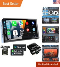 Double Din Car Stereo with 7" Dash Cam, Carplay  Android Auto Support