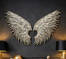 Engelsflügel Engel Flügel Wanddeko Deko Metall Feder Silber Sexy 73 x 103cm