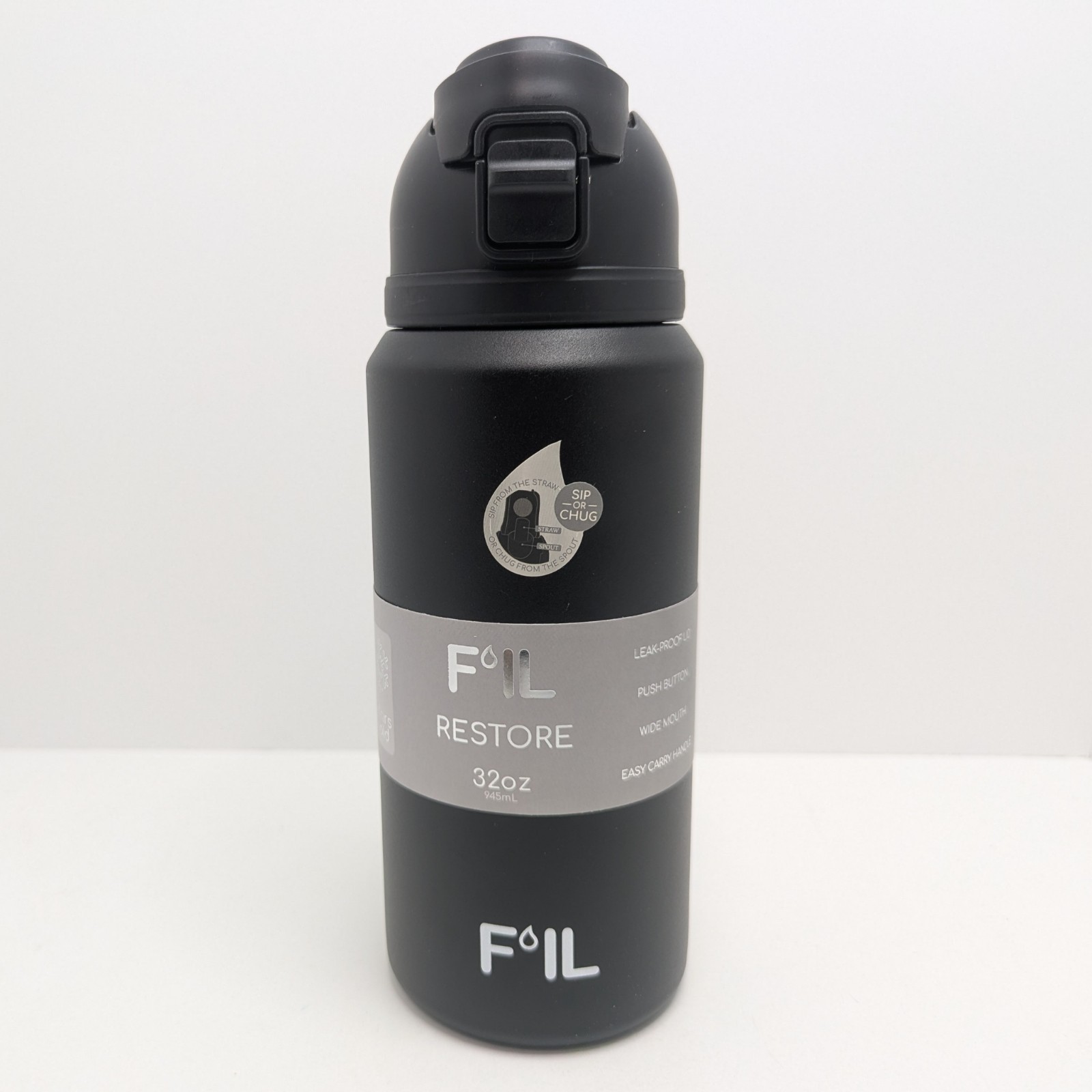 Straw Chug Lid Black Push Lock