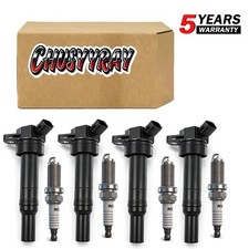 Set of 4 Ignition Coil Pack and Spark Plug For Hyundai Kia Elantra Tucson Forte