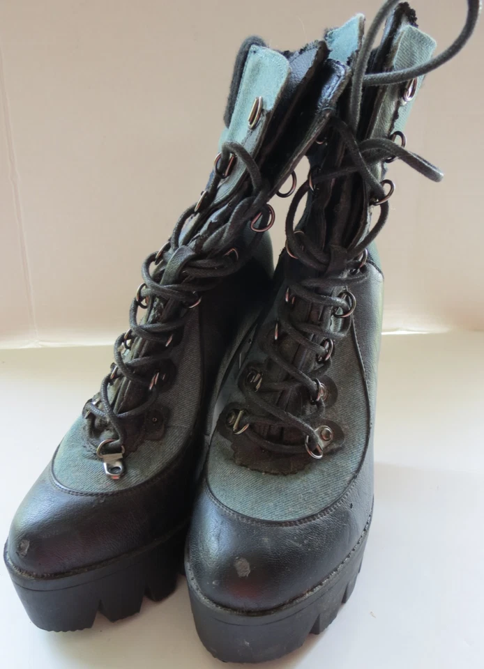 Botines Bumper Mujer Denim Bi82 Patchwork Tacón Grueso Plataforma Foto 2 de 4