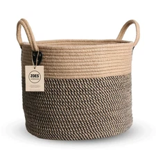 14"x12" Natural Jute Rope Woven Storage Basket with Handles for Plants Toys