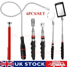 6PCS/SET Telescopic Mirror & Magnetic Pick Up Tool Set w/ LED Light Garage Home