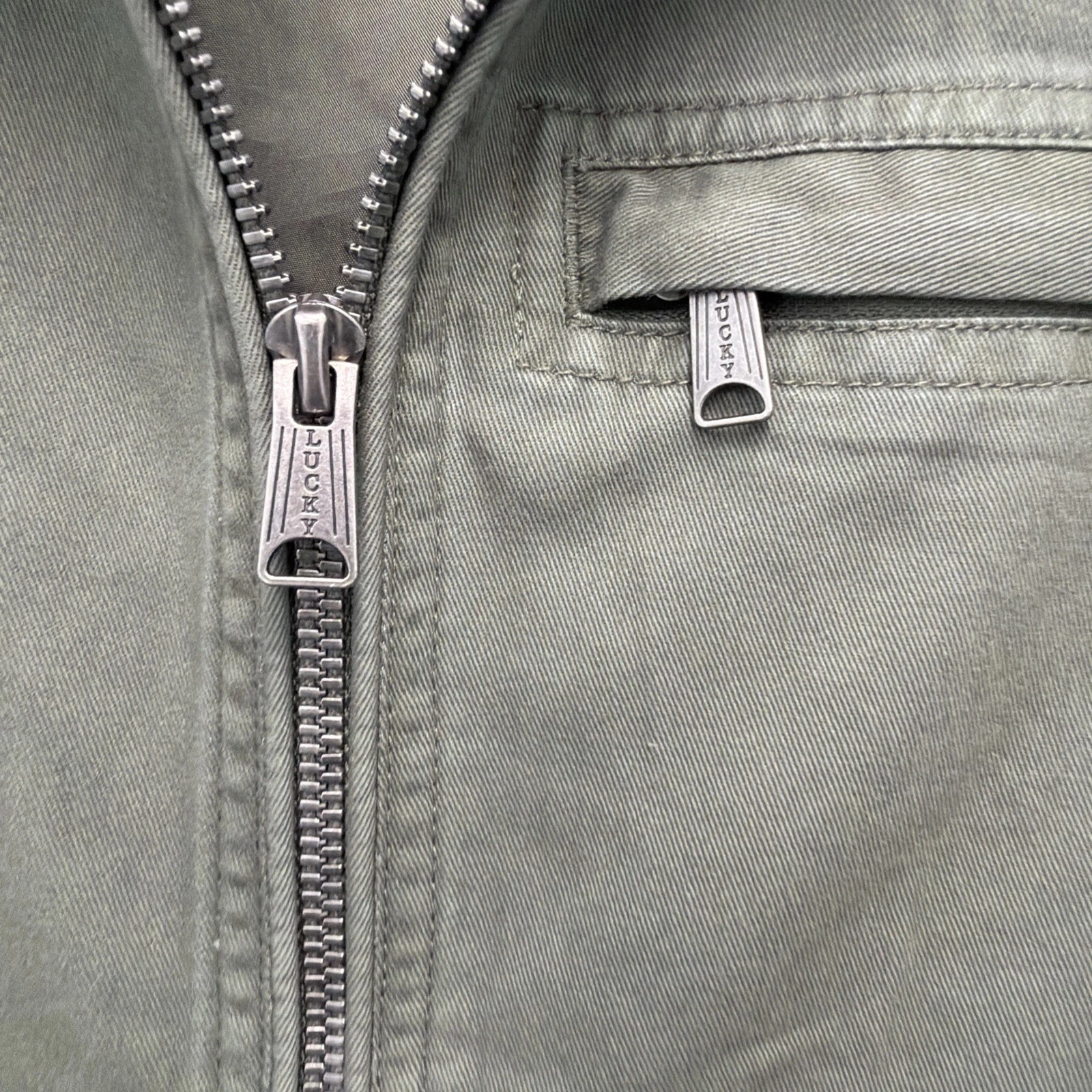 Men's L Green LUCKY BRAND FULL ZIP Bomber Jacket, 3-pockets, BRAND NEW WITH TAGS image 7