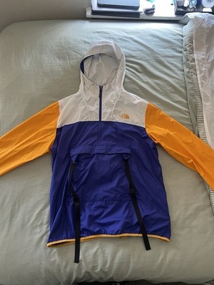 The North Face Colorblock Hooded Windbreaker Jacket Blue White Yellow XL