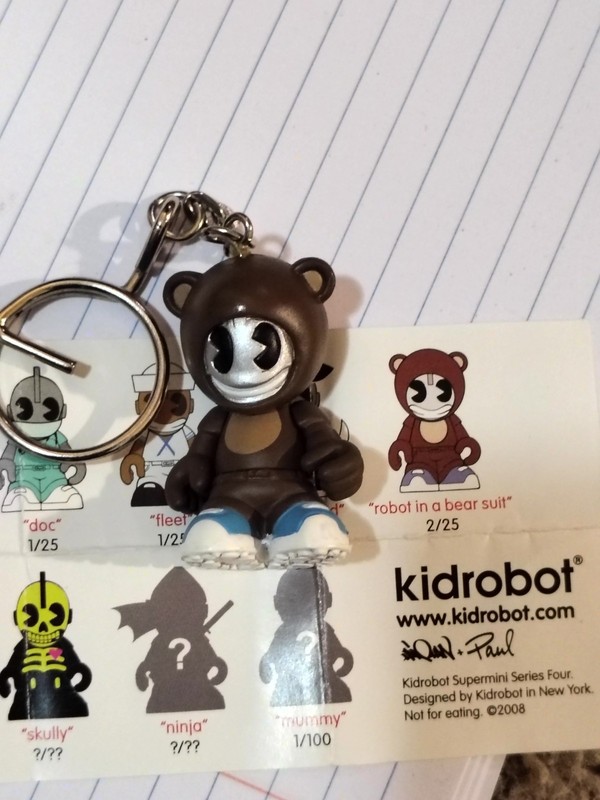 Kid Robot Super Mini Keychain Series 4 Robot in a bear suit 2/25 Keychain.
