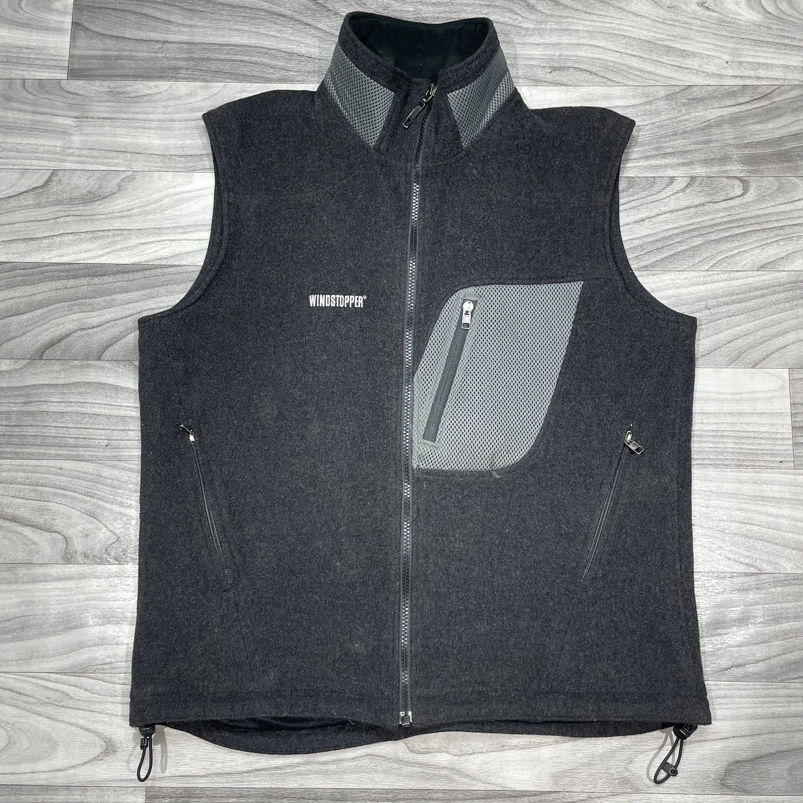 Vintage Windstopper Fleece Full Zip Vest Mens L Black Gorpcore Denali