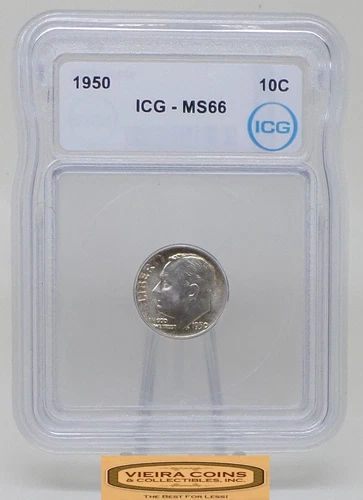 1950 Roosevelt Silver Dime, ICG MS66  - #B49368