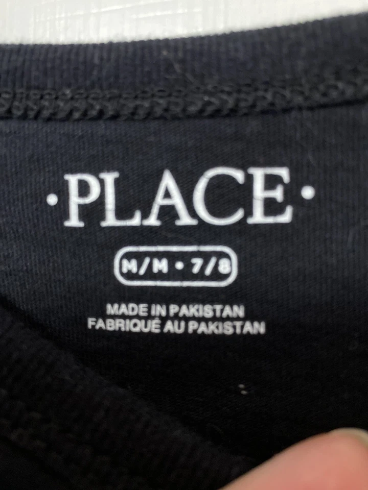 Place Girls Sz7/8 Black Cotton L/S Halloween Shirt Orange Jack-O-Lantern Face - Image 3 of 4