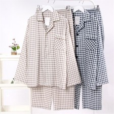 Set Pigiama Uomo Cotone A Quadri Pigiama Notturno Manica Lunga Casual Da Casa
