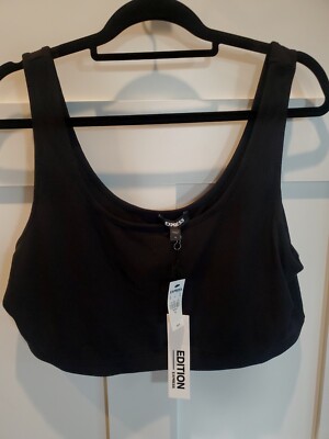 NEW Express Ribbed Tank Bra Top Womens Size XL Black Cropped Layering Piece NWT