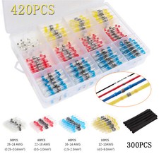 420/100PCS Heat Shrink Butt Wire Splice Connectors Seal Crimp Terminals USA