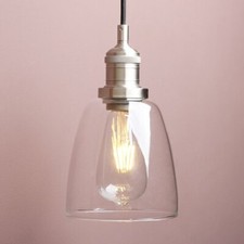 PATHSON LAMPADA CLOCHE VINTAGE INDUSTRIALE VETRO TRASPARENTE PARALUME PLAFONIERA SOSPENSIONE
