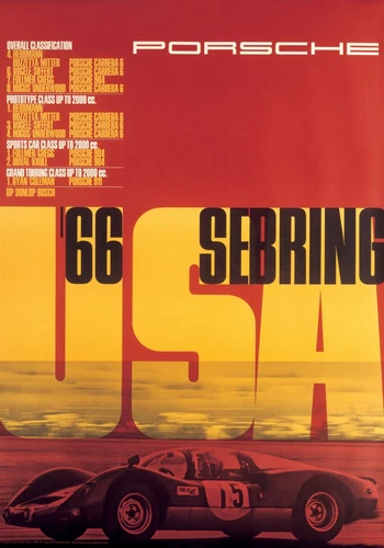 Porsche Sebring Race USA 1966 Vintage Race Car Poster