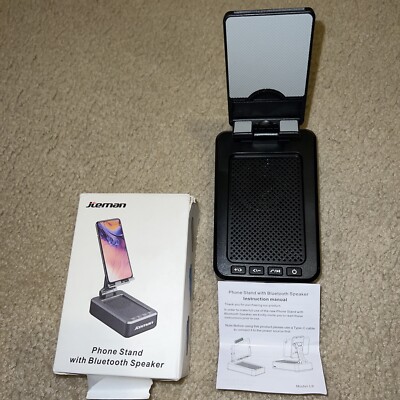 JTEMAN phone stand with bluetooth speaker Black Opened Box No Usb Cord Model L9