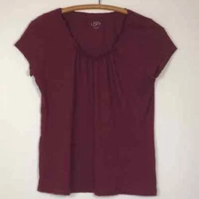 Ann Taylor LOFT Burgundy Slub Knit Jersey Top M
