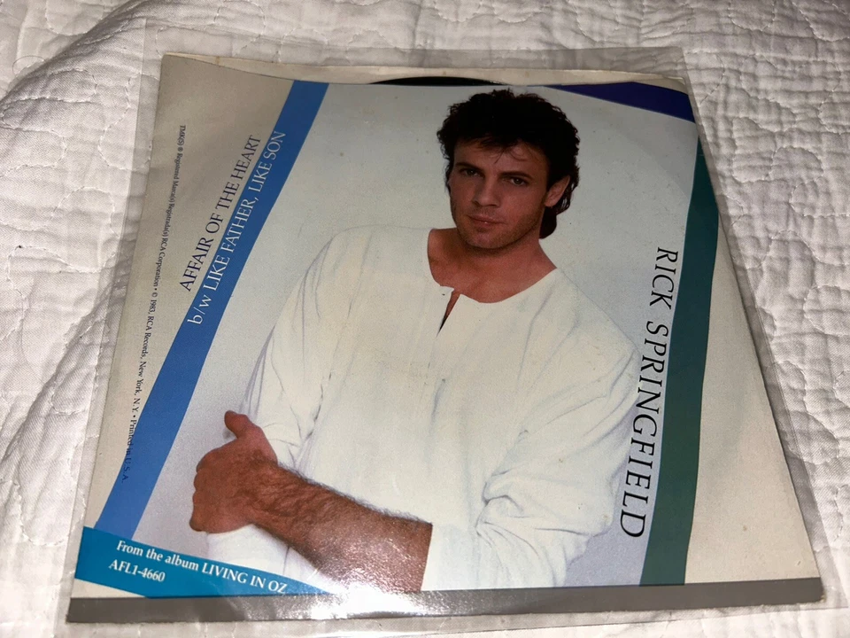 RICK SPRINGFIELD - AFFAIR OF THE HEART / LIKE FATHER, LIKE SON - 45 w/PICT SLV - Image 2 of 4