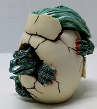 Vintage Green Baby Dragon Hatching From Egg Figurine Hatchling 1998 WUI Fantasy