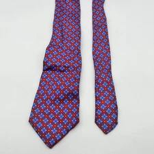 61" ALTEA Milano Mens Necktie Red Blue Geometric NWT Made in Italy 100% Silk Tie