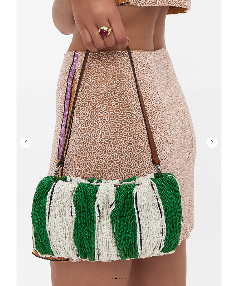 STAUD BUNGALOW STRIPE BEADED BEAN BAG in White/ Green MSRP$290 | eBay