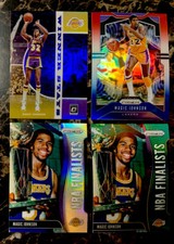 Magic Johnson 2019-20 Panini Prizm NBA Finalists Silver Green Rwb Winner Stays