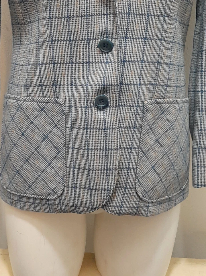 Blazer vintage Pendleton para mujer pequeño 100 % lana a cuadros Preppy Academia azul/gris Foto 3 de 4