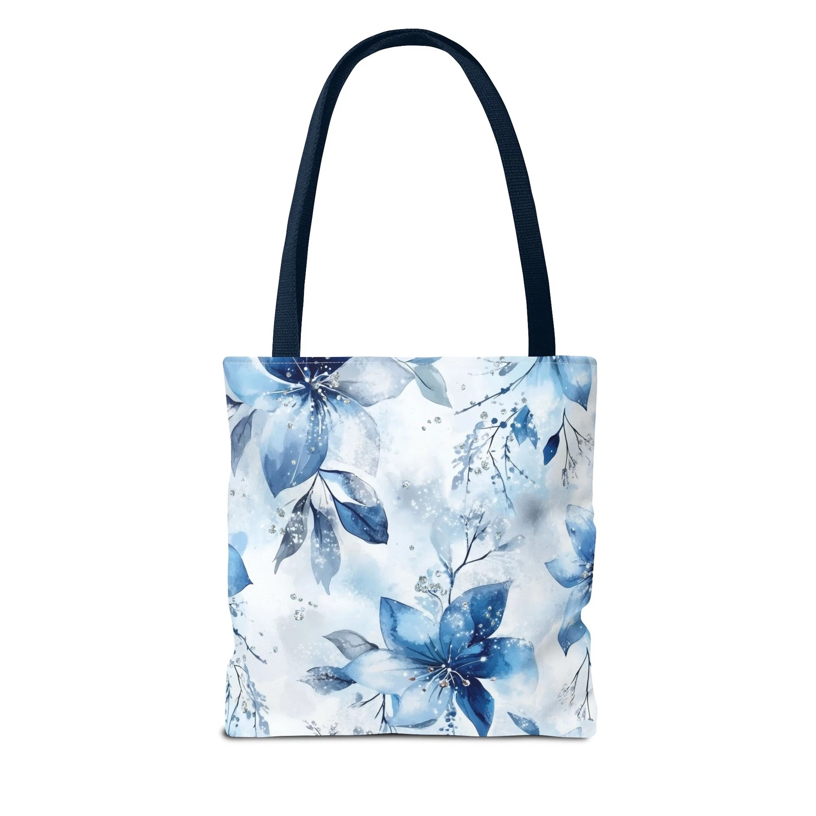 Light Blue Floral Tote Bag for Women, Spring Blossom Pattern