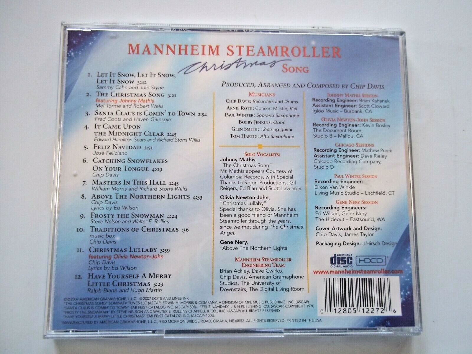 CD MANNHEIM STEAMROLLER - CHRISTMAS SONG By Chip Davis 2007 Let It Snow