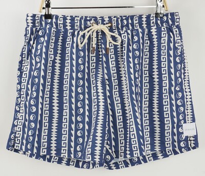 New Skwosh Pablo Pinstripe Men's XL Blue White Mesh Lined Swim Trunks Shorts