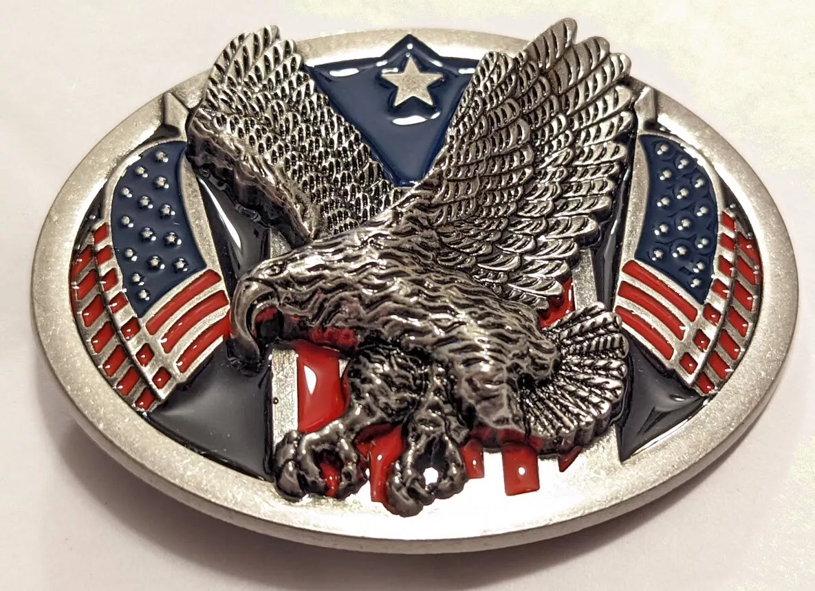 Classic American EAGLE Full Metal BELT BUCKLE COUNTRY Western SLV USA seller