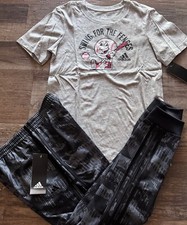 NWT adidas Boys 7 Black/Gray Baseball SWING FOR THE FENCES Jogger Pants Set Sz 7