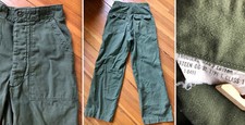 VTG 60s US ARMY MILITARY TROUSERS PANTS SATEEN COTTON OG 107 TYPE 1 GREEN 30x35