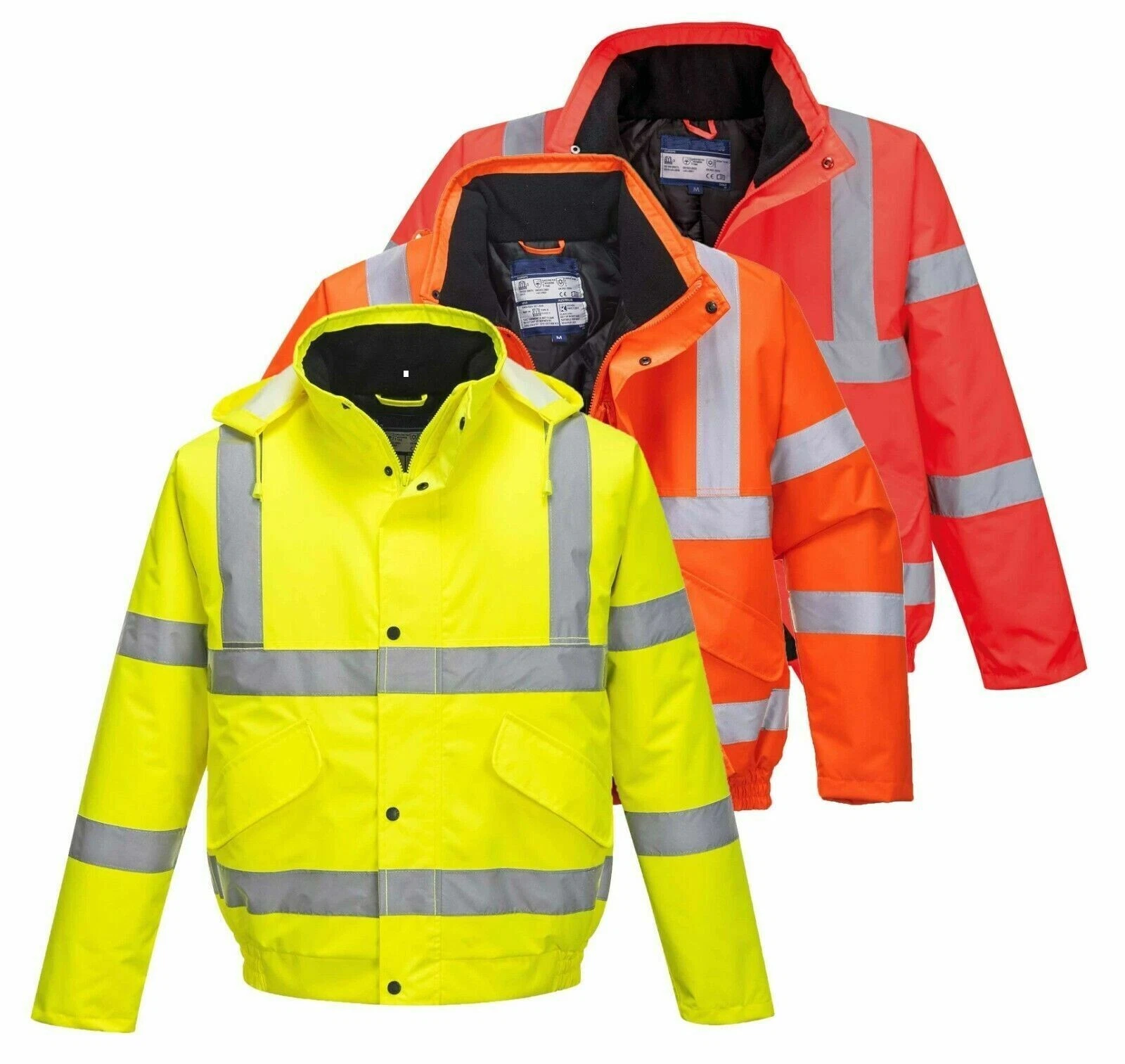 HI VIS BOMBER JACKET HIGH VISIBILITY WATERPROOF COAT JACKET VIZ XXS-8XL WORKWEAR