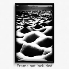 Pixel Art Poster - Black And White Lava Fields (8 Bit Video Game Print)
