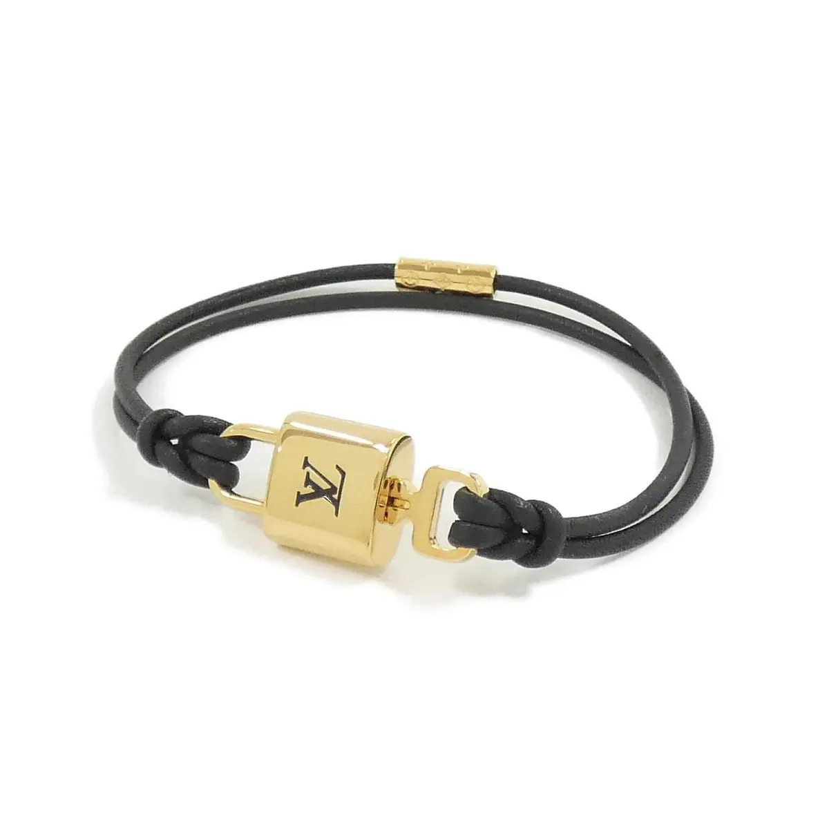 Louis Vuitton Bracelet Monogram Leather Padlock Gold Hardware LV Logo Dark  Brown