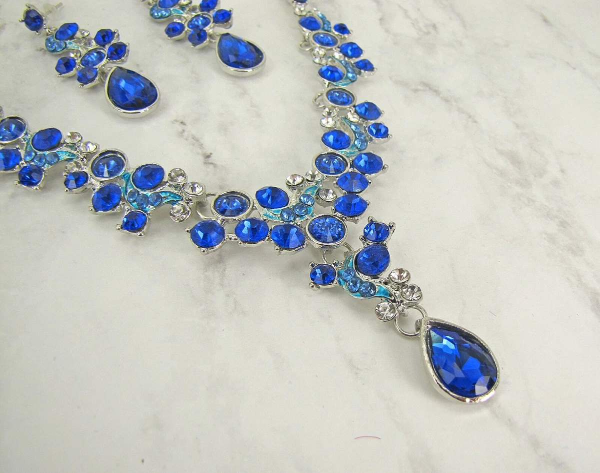 Blue stone sale necklace set