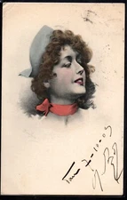 BP083 VIENNE Style a/s PINCHART BEAUTIFUL LADY WOMAN FANCY HAT 1903