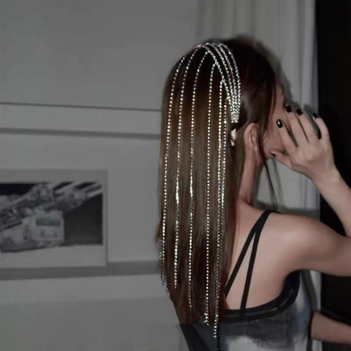 Diamond Hairpin Braided Hair Chain Headdress for GirlsWomen Flashy