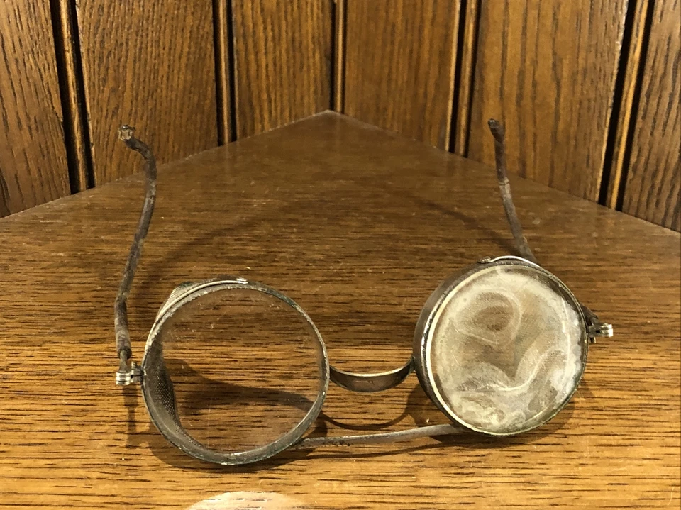 Gafas de seguridad antiguas con marco de metal violeta para aviador motocicleta coche de carreras Foto 2 de 4